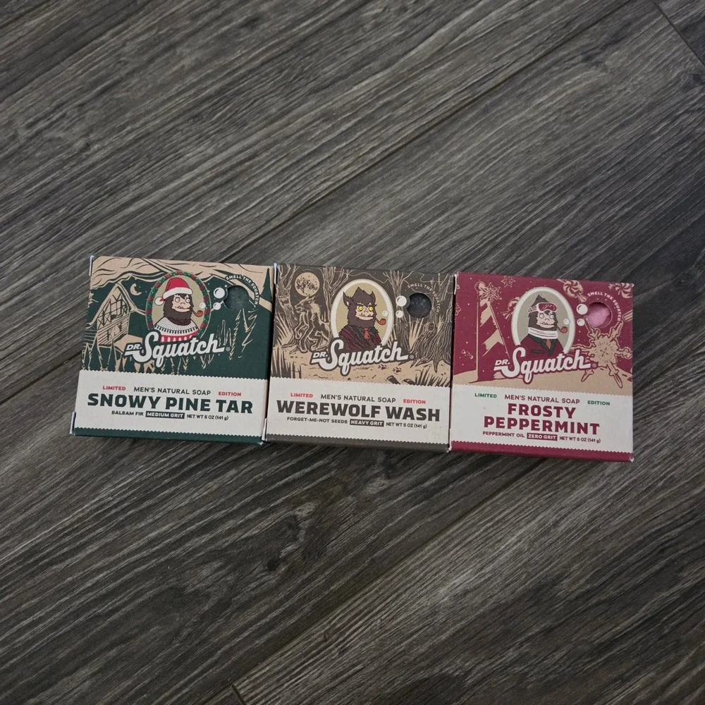 Dr. Squatch Limited Edition Soap Set 3pk 5oz Snowy Pine Werewolf Frosty Soap NEW